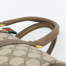 GUCCI GG Supreme Web Sherry Line Boston Bag PVC Beige Gold Auth 182464-8