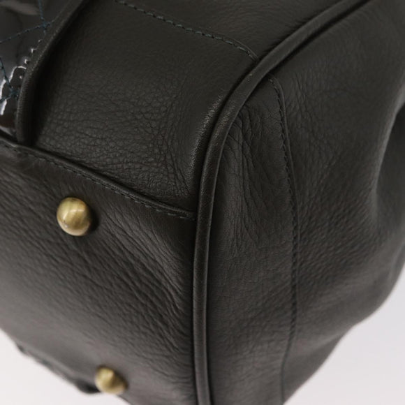 BURBERRY Tote Bag Leather Brown Gold Auth 182465