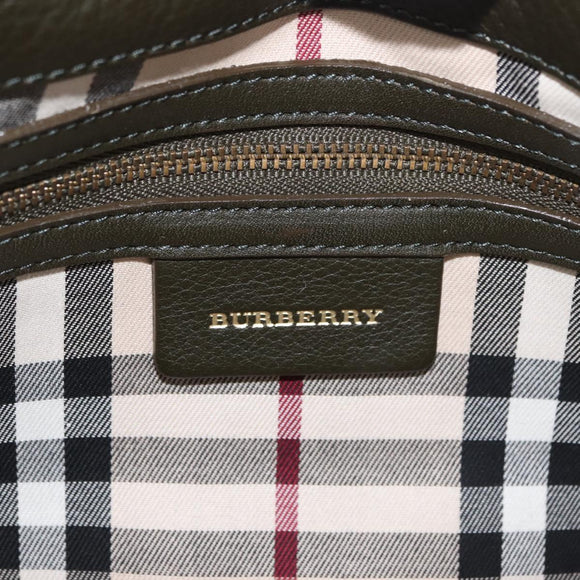 BURBERRY Tote Bag Leather Brown Gold Auth 182465
