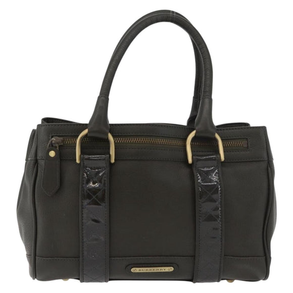BURBERRY Tote Bag Leather Brown Gold Auth 182465