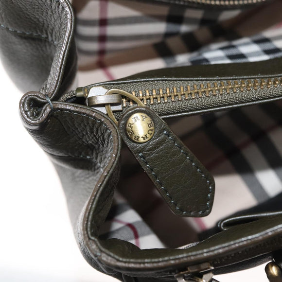 BURBERRY Tote Bag Leather Brown Gold Auth 182465