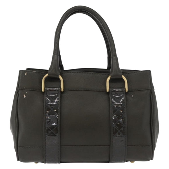 BURBERRY Tote Bag Leather Brown Gold Auth 182465