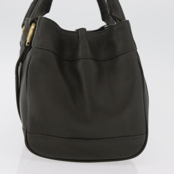BURBERRY Tote Bag Leather Brown Gold Auth 182465