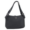 SAINT LAURENT Heart Shoulder Bag Leather Silver Black Auth 182466-1