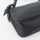 SAINT LAURENT Heart Shoulder Bag Leather Silver Black Auth 182466-11