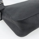SAINT LAURENT Heart Shoulder Bag Leather Silver Black Auth 182466-13