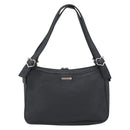 SAINT LAURENT Heart Shoulder Bag Leather Silver Black Auth 182466-2