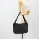 SAINT LAURENT Heart Shoulder Bag Leather Silver Black Auth 182466-23