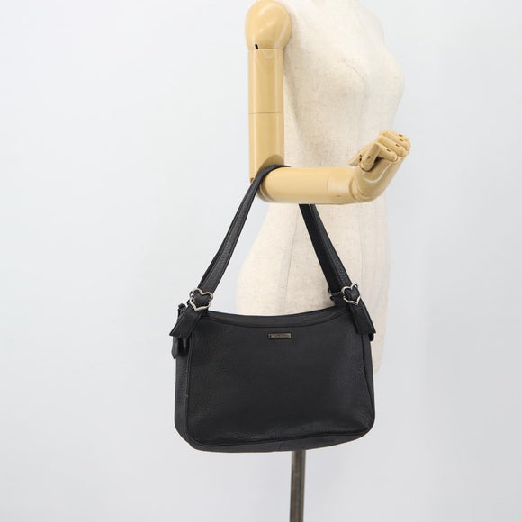 SAINT LAURENT Heart Shoulder Bag Leather Silver Black Auth 182466
