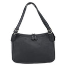 SAINT LAURENT Heart Shoulder Bag Leather Silver Black Auth 182466-3