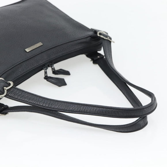 SAINT LAURENT Heart Shoulder Bag Leather Silver Black Auth 182466