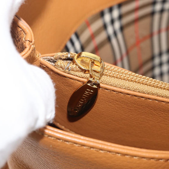 Burberry handtas leer bruin goud Auth 182467