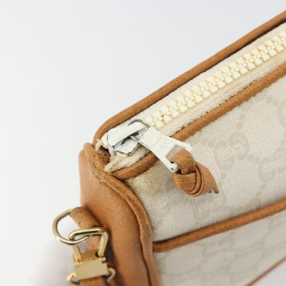 GUCCI GG Plus Supreme Shoulder Bag PVC White Gold Auth 182471