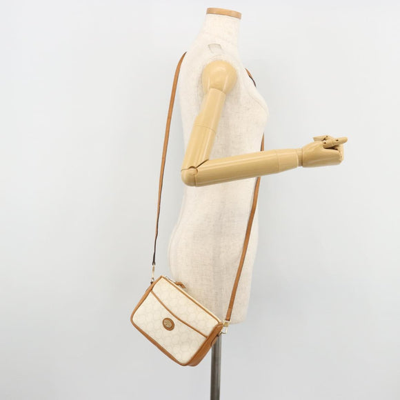 GUCCI GG Plus Supreme Shoulder Bag PVC White Gold Auth 182471