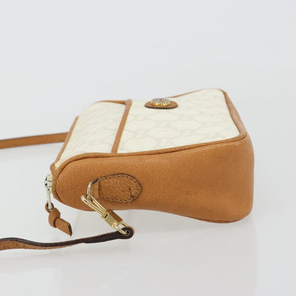 GUCCI GG Plus Supreme Shoulder Bag PVC White Gold Auth 182471