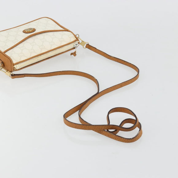 GUCCI GG Plus Supreme Shoulder Bag PVC White Gold Auth 182471