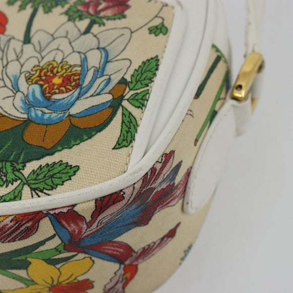 GUCCI Flora Shoulder Bag PVC White Gold 007 113 0115 Auth 182472