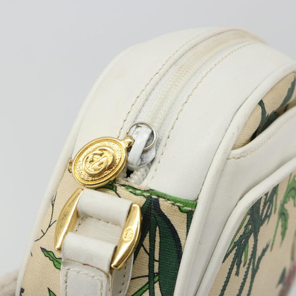 GUCCI Flora Shoulder Bag PVC White Gold 007 113 0115 Auth 182472