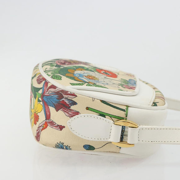 GUCCI Flora Shoulder Bag PVC White Gold 007 113 0115 Auth 182472