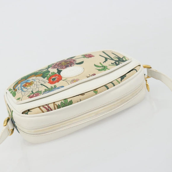 GUCCI Flora Shoulder Bag PVC White Gold 007 113 0115 Auth 182472