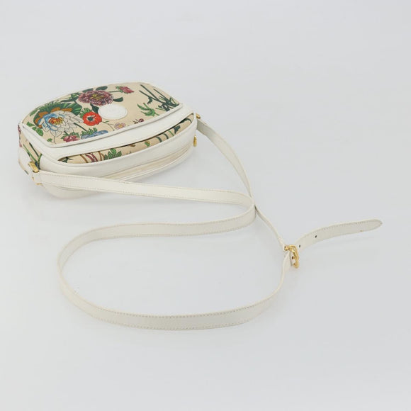 GUCCI Flora Shoulder Bag PVC White Gold 007 113 0115 Auth 182472