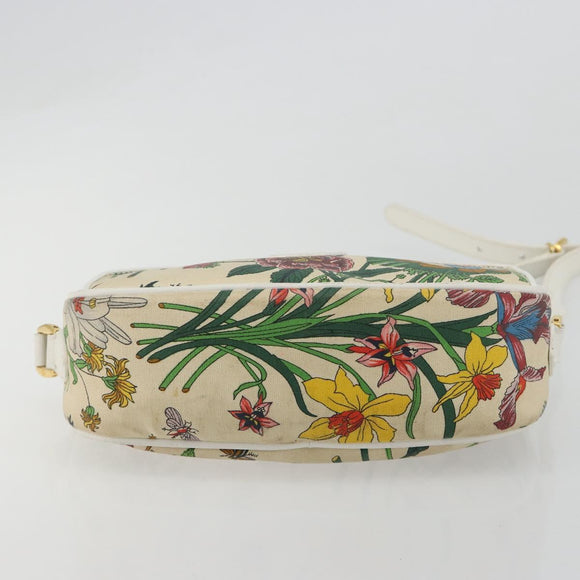 GUCCI Flora Shoulder Bag PVC White Gold 007 113 0115 Auth 182472