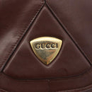 GUCCI Shoulder Bag Leather Bordeaux Gold Auth 182475-10