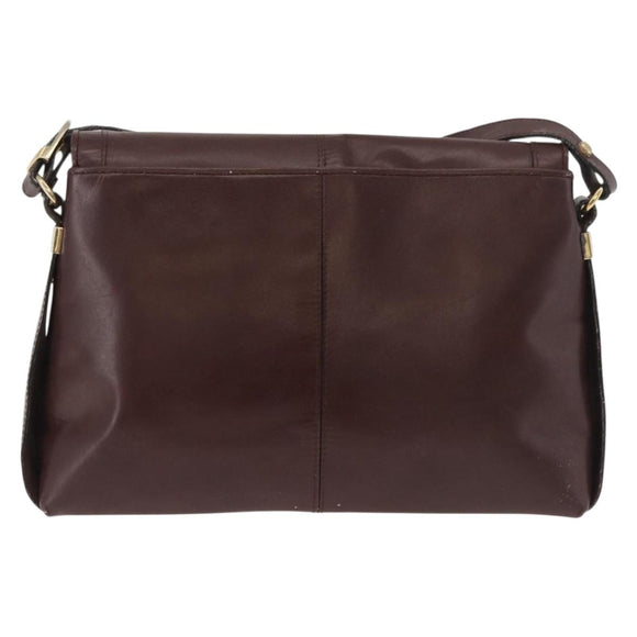 GUCCI Shoulder Bag Leather Bordeaux Gold Auth 182475