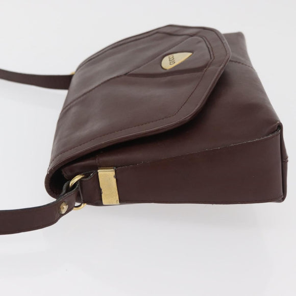 GUCCI Shoulder Bag Leather Bordeaux Gold Auth 182475