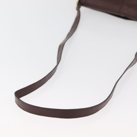 GUCCI Shoulder Bag Leather Bordeaux Gold Auth 182475