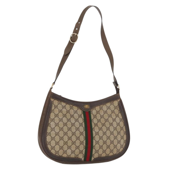 GUCCI GG Supreme Web Sherry Line Umhängetasche PVC Beige Gold Original 182476