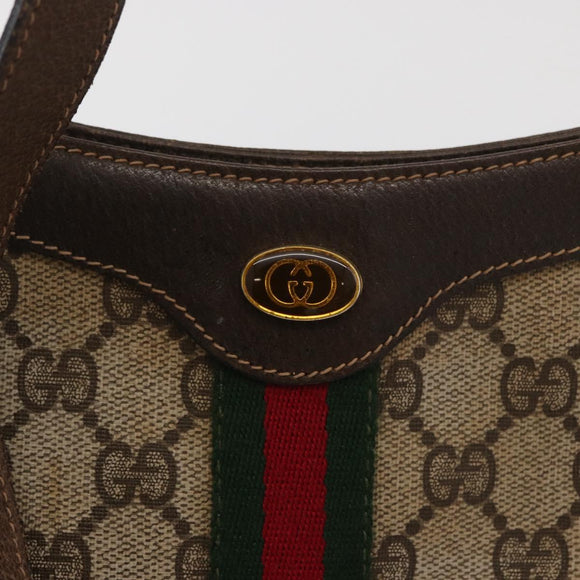 GUCCI GG Supreme Web Sherry Line Umhängetasche PVC Beige Gold Original 182476