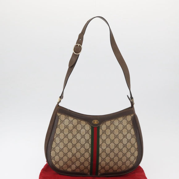 GUCCI GG Supreme Web Sherry Line Umhängetasche PVC Beige Gold Original 182476
