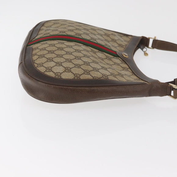 GUCCI GG Supreme Web Sherry Line Umhängetasche PVC Beige Gold Original 182476
