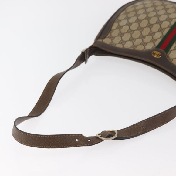 GUCCI GG Supreme Web Sherry Line Umhängetasche PVC Beige Gold Original 182476