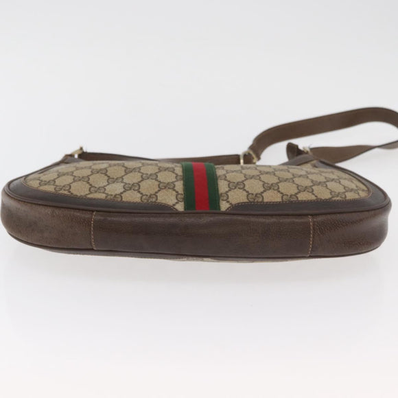 GUCCI GG Supreme Web Sherry Line Umhängetasche PVC Beige Gold Original 182476