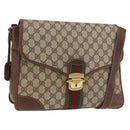 GUCCI GG Supreme Web Sherry Line Shoulder Bag PVC Beige Gold Auth 182477-1