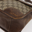 GUCCI GG Supreme Web Sherry Line Shoulder Bag PVC Beige Gold Auth 182477-16
