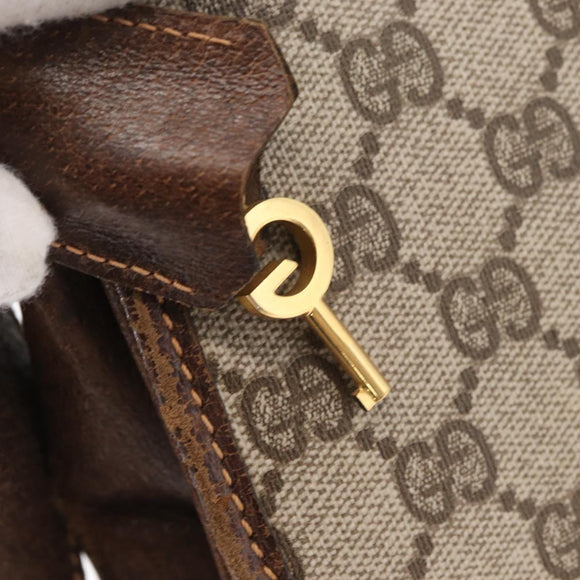 GUCCI GG Supreme Web Sherry Line Shoulder Bag PVC Beige Gold Auth 182477