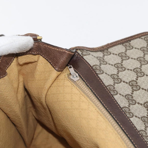 GUCCI GG Supreme Web Sherry Line Shoulder Bag PVC Beige Gold Auth 182477