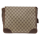 GUCCI GG Supreme Web Sherry Line Shoulder Bag PVC Beige Gold Auth 182477-2