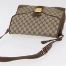 GUCCI GG Supreme Web Sherry Line Shoulder Bag PVC Beige Gold Auth 182477-6