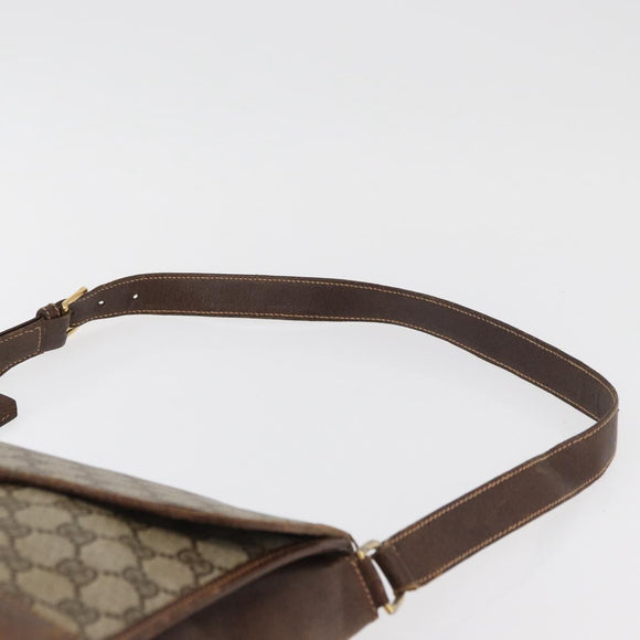 GUCCI GG Supreme Web Sherry Line Shoulder Bag PVC Beige Gold Auth 182477