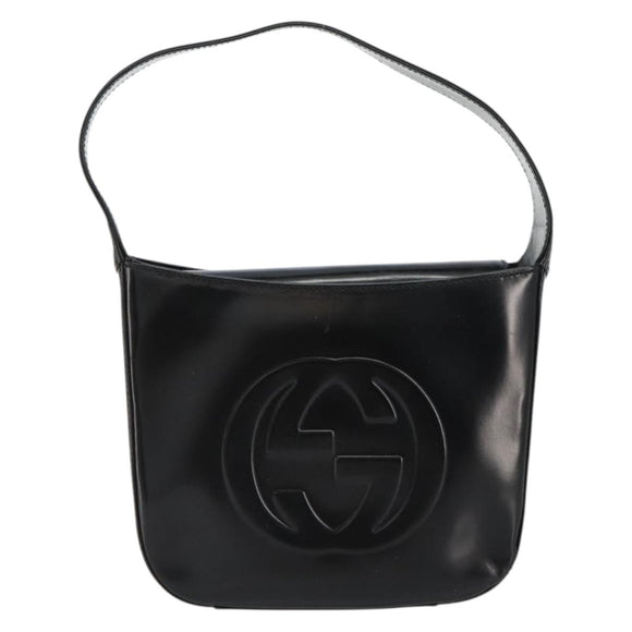 GUCCI Soho Hand Bag Patent leather Black Silver 007 0249 Auth 182478