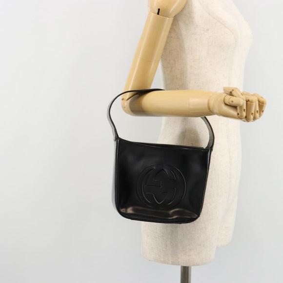 GUCCI Soho Hand Bag Patent leather Black Silver 007 0249 Auth 182478