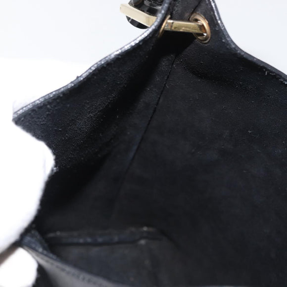 GUCCI Bamboo Hand Bag Leather Black Gold 001 2113 1880 Auth 182479