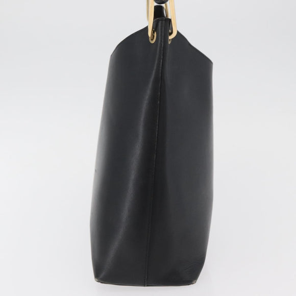 GUCCI Bamboo Hand Bag Leather Black Gold 001 2113 1880 Auth 182479