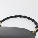 GUCCI Bamboo Hand Bag Leather Black Gold 001 2113 1880 Auth 182479-8