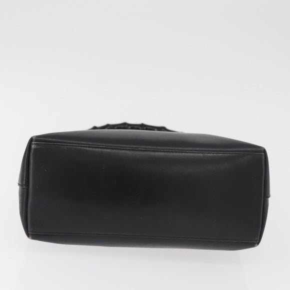 GUCCI Bamboo Hand Bag Leather Black Gold 001 2113 1880 Auth 182479