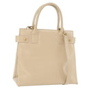 GUCCI Handtasche Lackleder 2-Wege Beige Gold Auth 182480-1